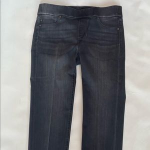 Liverpool The Skinny Pull On Jeans Sz 8/29 Dark Gray/Black Hi-Rise Stretch Denim